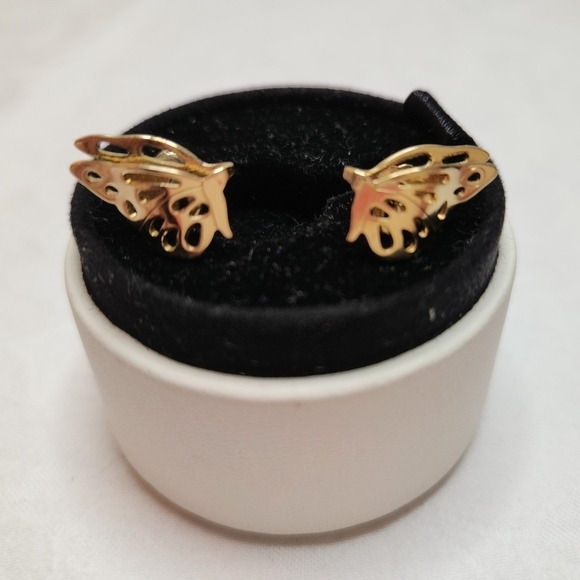 Vintage gold butterfly earrings - Picture 1 of 9